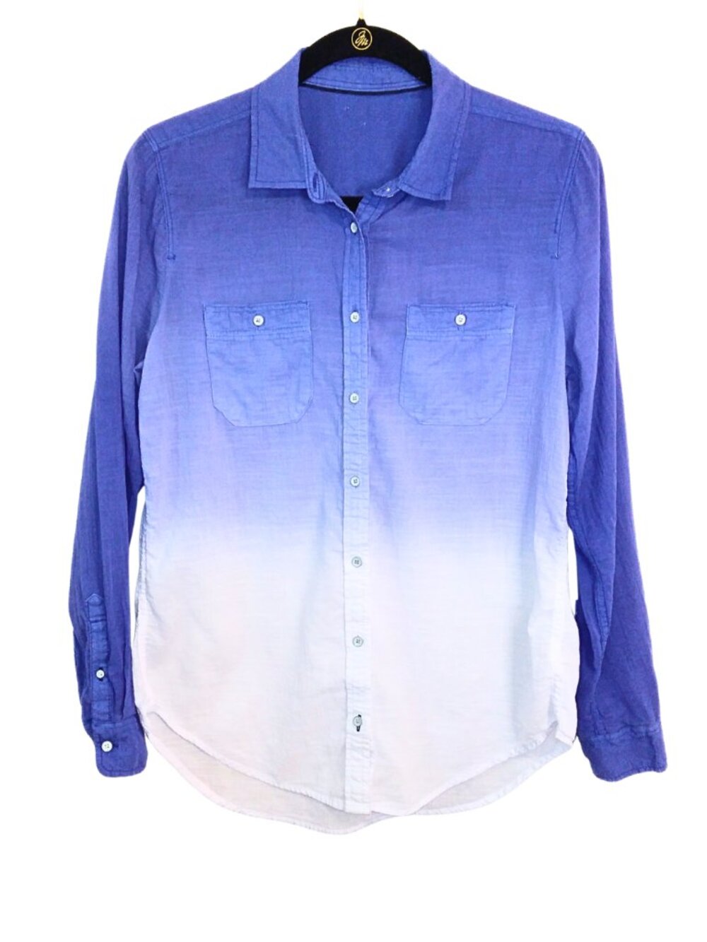 WOMEN'S BLUE/WHITE OMBRE BUTTON DOWN SHIRT - SIZE S